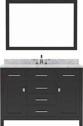 Virtu USA Caroline 48" Single Bath Vanity with White Marble Top and Square Sink with Brushed Nickel Faucet with Matching Mirror - Luxe Bathroom Vanities