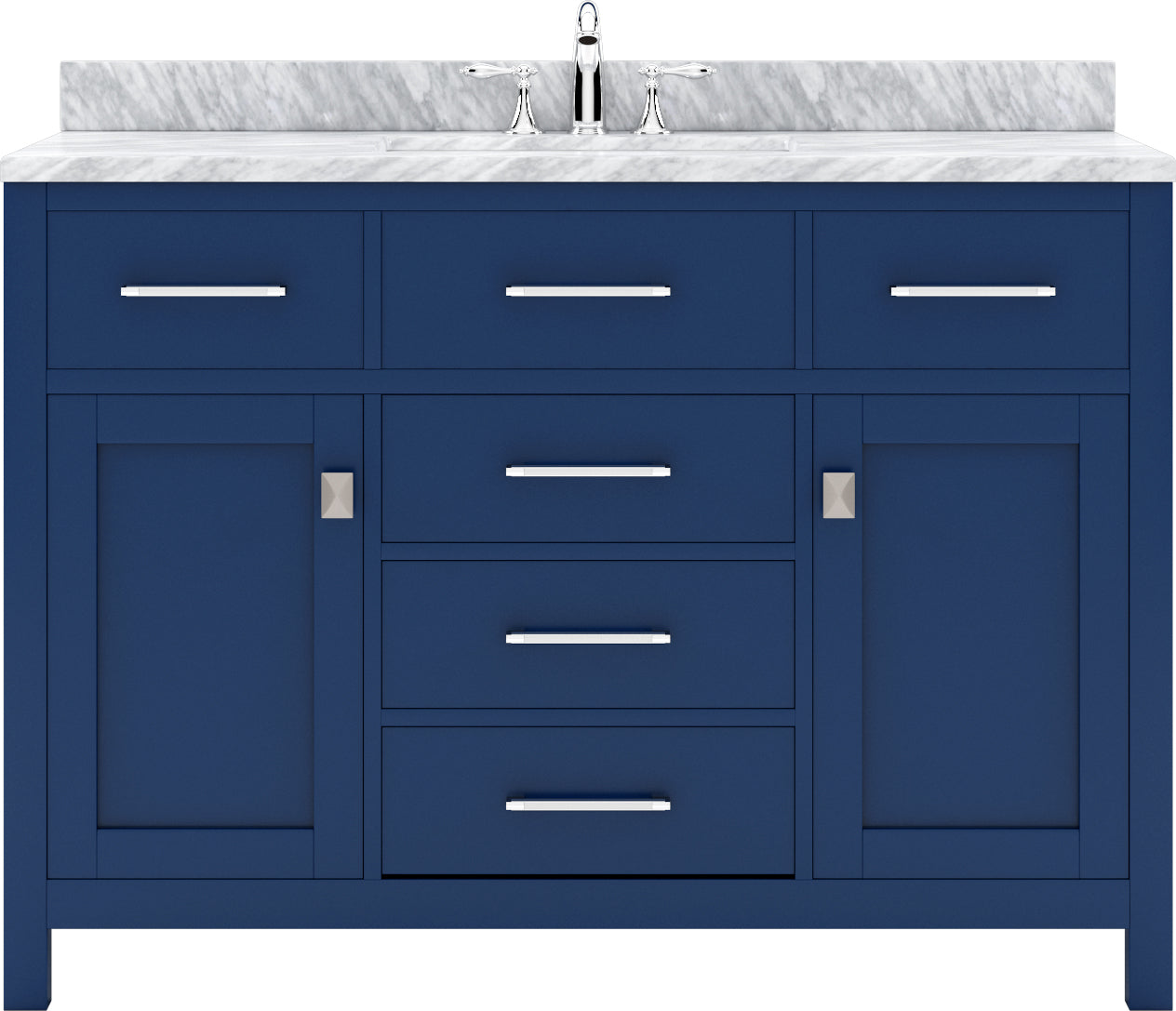 Virtu USA Caroline 48" Single Bath Vanity with White Marble Top and Square Sink with Matching Mirror - Luxe Bathroom Vanities