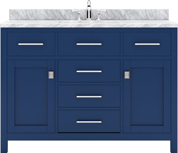 Virtu USA Caroline 48" Single Bath Vanity with White Marble Top and Square Sink with Brushed Nickel Faucet - Luxe Bathroom Vanities