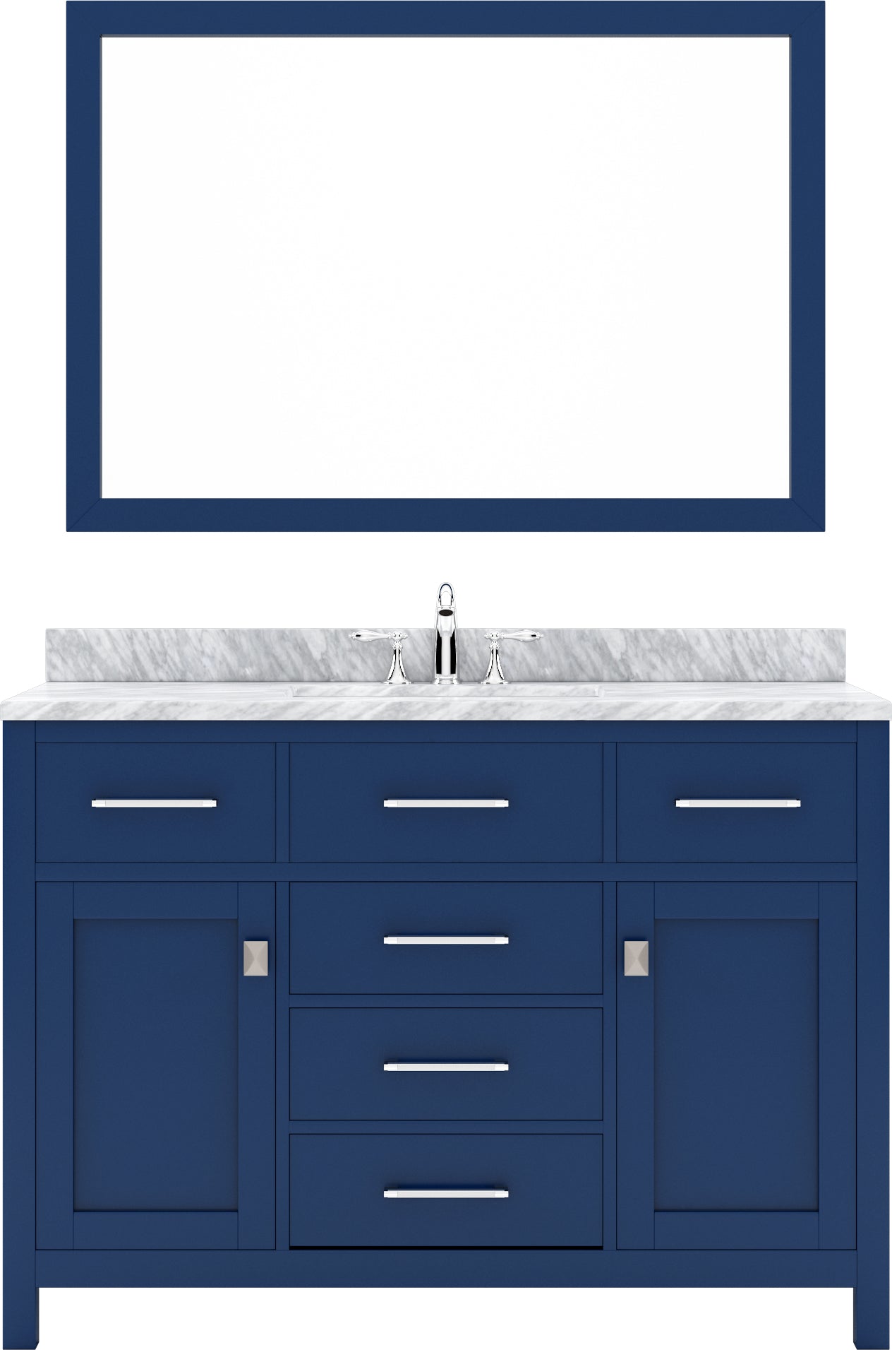 Virtu USA Caroline 48" Single Bath Vanity with White Marble Top and Square Sink with Matching Mirror - Luxe Bathroom Vanities