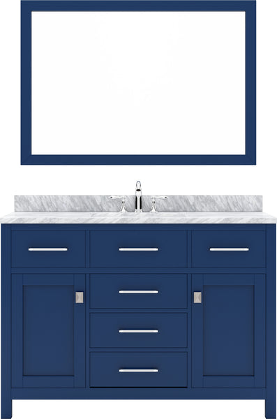 Virtu USA Caroline 48" Single Bath Vanity with White Marble Top and Square Sink with Matching Mirror - Luxe Bathroom Vanities