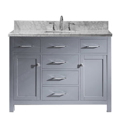 Virtu USA Caroline 48" Single Bath Vanity with Marble Top and Square Sink with Brushed Nickel Faucet - Luxe Bathroom Vanities Luxury Bathroom Fixtures Bathroom Furniture