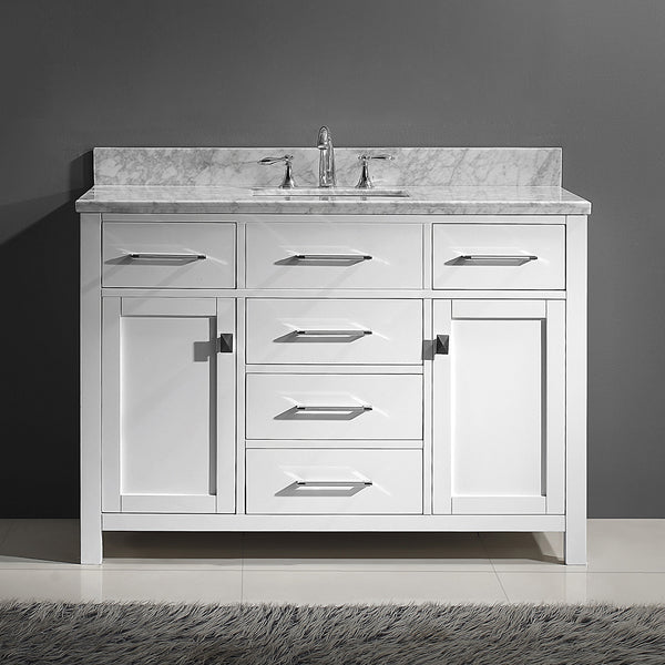 Virtu USA Caroline 48" Single Bath Vanity with Marble Top and Square Sink with Brushed Nickel Faucet - Luxe Bathroom Vanities Luxury Bathroom Fixtures Bathroom Furniture