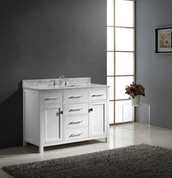 Virtu USA Caroline 48" Single Bath Vanity with Marble Top and Square Sink with Brushed Nickel Faucet - Luxe Bathroom Vanities Luxury Bathroom Fixtures Bathroom Furniture