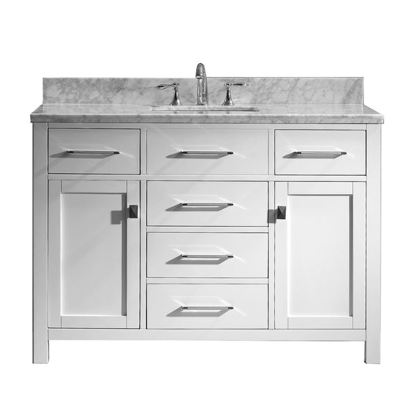 Virtu USA Caroline 48" Single Bath Vanity with Marble Top and Square Sink with Brushed Nickel Faucet - Luxe Bathroom Vanities Luxury Bathroom Fixtures Bathroom Furniture