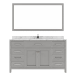Virtu USA Caroline 60" Single Bath Vanity in Cashmere Gray with White Quartz Top and Square Sink with Matching Mirror - Luxe Bathroom Vanities