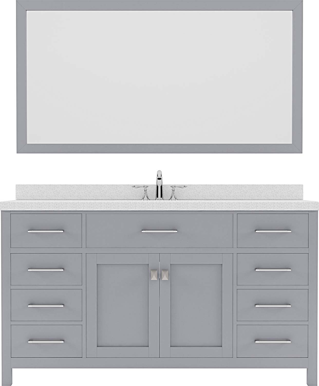 Virtu USA Caroline 60" Single Bath Vanity with Dazzle White Top and Round Sink with Mirror - Luxe Bathroom Vanities Luxury Bathroom Fixtures Bathroom Furniture