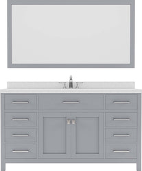 Virtu USA Caroline 60" Single Bath Vanity with Dazzle White Top and Round Sink with Mirror - Luxe Bathroom Vanities Luxury Bathroom Fixtures Bathroom Furniture