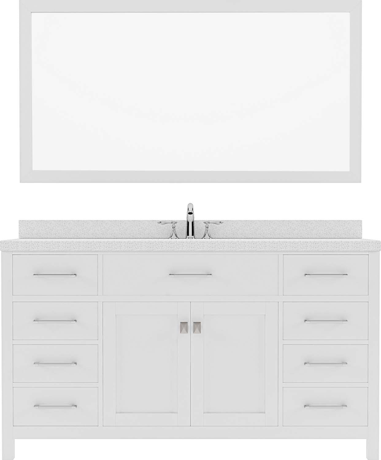 Virtu USA Caroline 60" Single Bath Vanity with Dazzle White Top and Round Sink with Mirror - Luxe Bathroom Vanities Luxury Bathroom Fixtures Bathroom Furniture