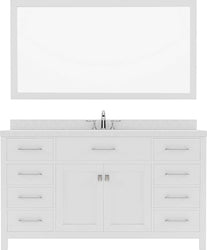 Virtu USA Caroline 60" Single Bath Vanity with Dazzle White Top and Round Sink with Mirror - Luxe Bathroom Vanities Luxury Bathroom Fixtures Bathroom Furniture