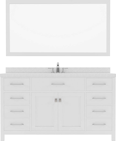 Virtu USA Caroline 60" Single Bath Vanity with Dazzle White Top and Round Sink with Mirror - Luxe Bathroom Vanities Luxury Bathroom Fixtures Bathroom Furniture