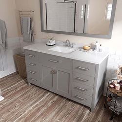 Virtu USA Caroline 60" Single Bath Vanity with Dazzle White Top and Square Sink with Mirror - Luxe Bathroom Vanities