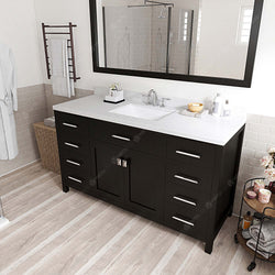 Virtu USA Caroline 60" Single Bath Vanity in Espresso with Dazzle White Top and Square Sink with Mirror - Luxe Bathroom Vanities Luxury Bathroom Fixtures Bathroom Furniture