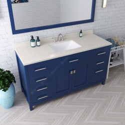 Virtu USA Caroline 60" Single Bath Vanity with White Quartz Top and Square Sink with Matching Mirror - Luxe Bathroom Vanities