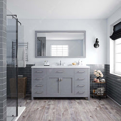 Virtu USA Caroline 60" Single Bath Vanity with Dazzle White Top and Square Sink with Mirror - Luxe Bathroom Vanities