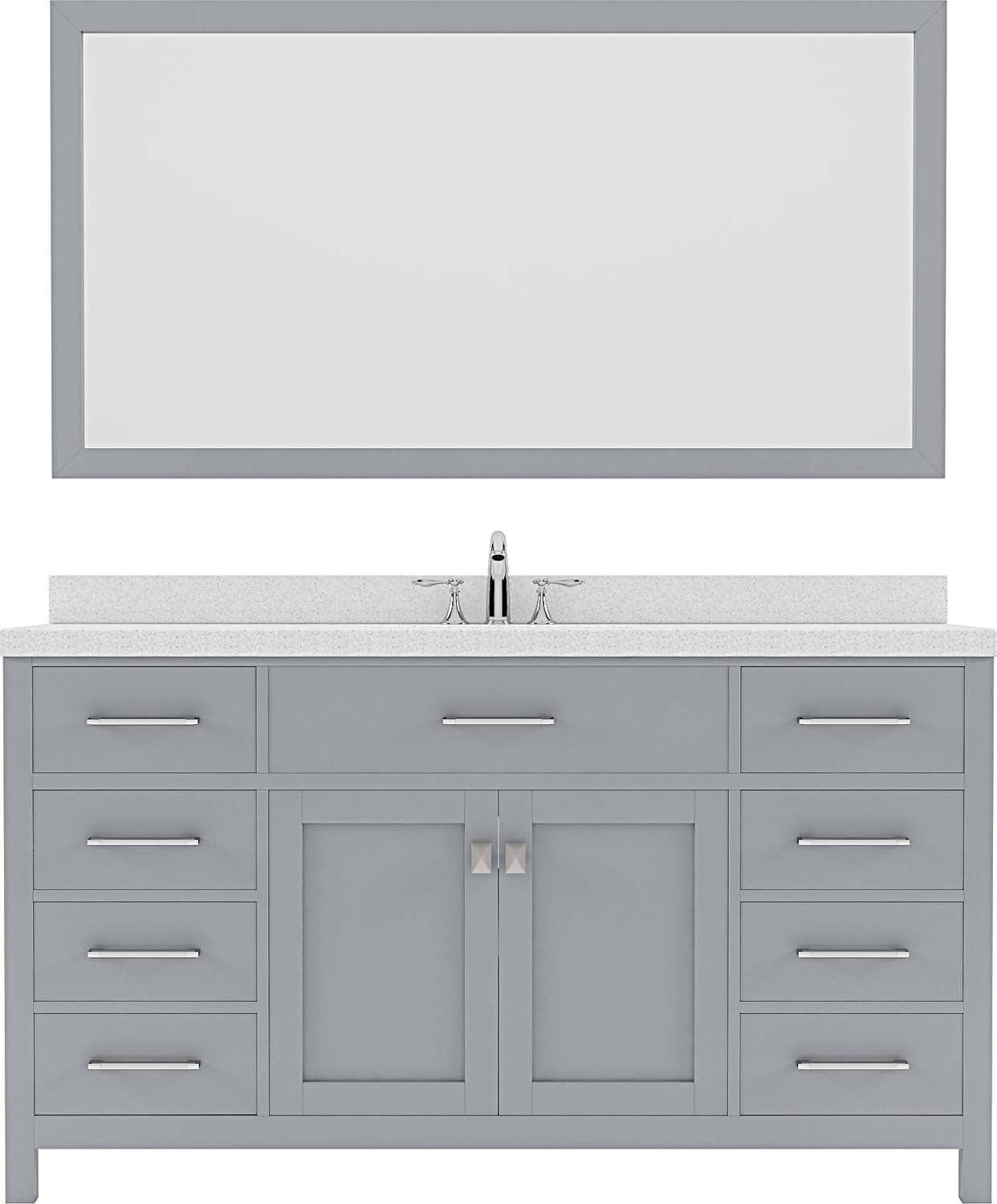 Virtu USA Caroline 60" Single Bath Vanity with Dazzle White Top and Square Sink with Mirror - Luxe Bathroom Vanities