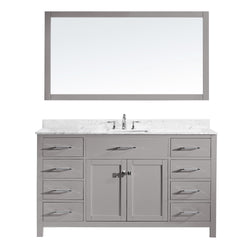 Virtu USA Caroline 60" Single Bath Vanity with Marble Top and Square Sink with Mirror - Luxe Bathroom Vanities Luxury Bathroom Fixtures Bathroom Furniture