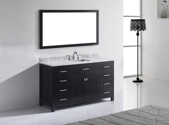 Virtu USA Caroline 60" Single Bath Vanity with Marble Top and Square Sink with Mirror - Luxe Bathroom Vanities Luxury Bathroom Fixtures Bathroom Furniture