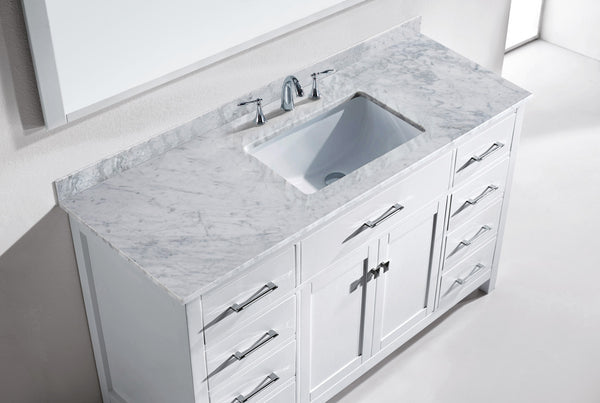 Virtu USA Caroline 60" Single Bath Vanity with Marble Top and Square Sink with Mirror - Luxe Bathroom Vanities Luxury Bathroom Fixtures Bathroom Furniture