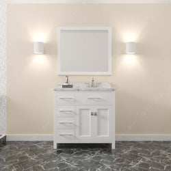 Virtu USA Caroline Parkway 36" Single Bath Vanity with White Quartz Top and Square Sink with Matching Mirror - Luxe Bathroom Vanities