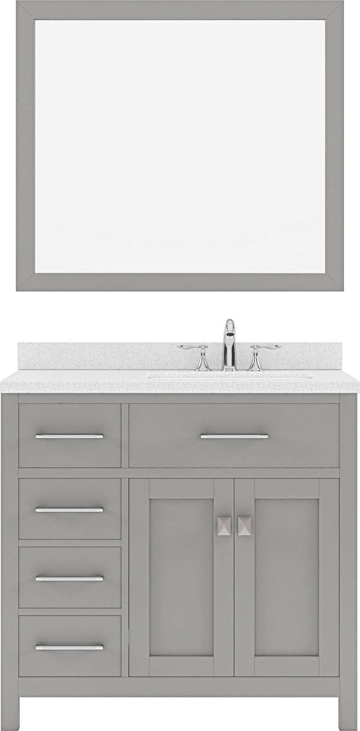 Virtu USA Caroline Parkway 36" Single Bath Vanity with Dazzle White Top and Round Sink with Mirror - Luxe Bathroom Vanities Luxury Bathroom Fixtures Bathroom Furniture