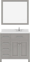 Virtu USA Caroline Parkway 36" Single Bath Vanity with Dazzle White Top and Round Sink with Mirror - Luxe Bathroom Vanities Luxury Bathroom Fixtures Bathroom Furniture