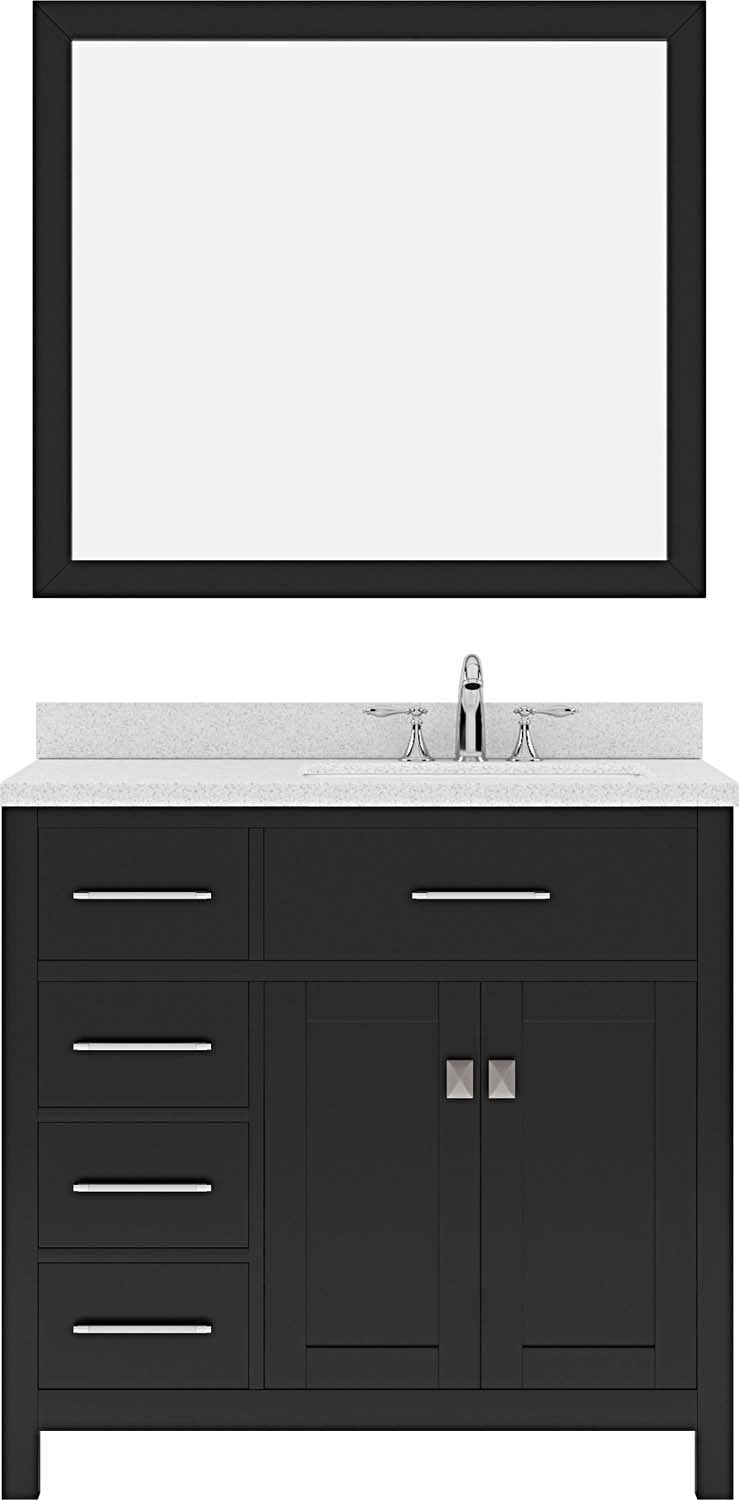 Virtu USA Caroline Parkway 36" Single Bath Vanity with Dazzle White Top and Round Sink with Mirror - Luxe Bathroom Vanities Luxury Bathroom Fixtures Bathroom Furniture