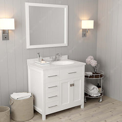 Virtu USA Caroline Parkway 36" Single Bath Vanity with Dazzle White Top and Round Sink with Mirror - Luxe Bathroom Vanities Luxury Bathroom Fixtures Bathroom Furniture