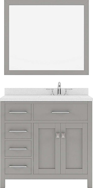 Virtu USA Caroline Parkway 36" Single Bath Vanity in Cashmere Grey with Dazzle White Top and Square Sink with Mirror - Luxe Bathroom Vanities Luxury Bathroom Fixtures Bathroom Furniture