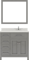 Virtu USA Caroline Parkway 36" Single Bath Vanity with Dazzle White Top and Square Sink with Polished Chrome Faucet and Mirror - Luxe Bathroom Vanities