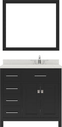 Virtu USA Caroline Parkway 36" Single Bath Vanity with Dazzle White Top and Square Sink with Brushed Nickel Faucet and Mirror - Luxe Bathroom Vanities