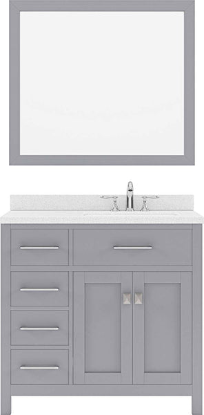 Virtu USA Caroline Parkway 36" Single Bath Vanity with Dazzle White Top and Square Sink with Mirror - Luxe Bathroom Vanities