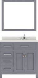Virtu USA Caroline Parkway 36" Single Bath Vanity with Dazzle White Top and Square Sink with Brushed Nickel Faucet and Mirror - Luxe Bathroom Vanities