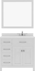 Virtu USA Caroline Parkway 36" Single Bath Vanity with Dazzle White Top and Square Sink with Mirror - Luxe Bathroom Vanities