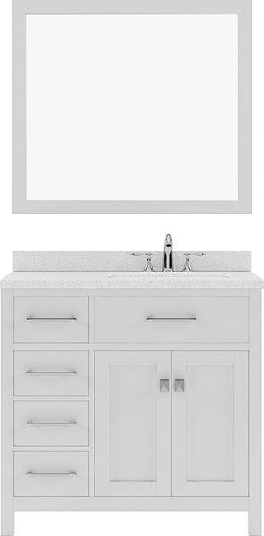 Virtu USA Caroline Parkway 36" Single Bath Vanity with Dazzle White Top and Square Sink with Mirror - Luxe Bathroom Vanities