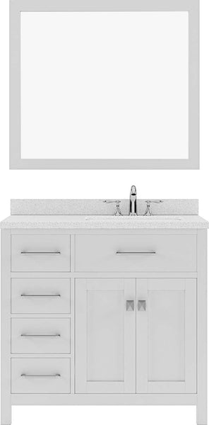 Virtu USA Caroline Parkway 36" Single Bath Vanity with Dazzle White Top and Square Sink with Mirror - Luxe Bathroom Vanities