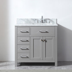 Virtu USA Caroline Parkway 36" Single Bath Vanity with Marble Top and Square Sink - Luxe Bathroom Vanities Luxury Bathroom Fixtures Bathroom Furniture