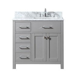 Virtu USA Caroline Parkway 36" Single Bath Vanity with Marble Top and Square Sink - Luxe Bathroom Vanities Luxury Bathroom Fixtures Bathroom Furniture