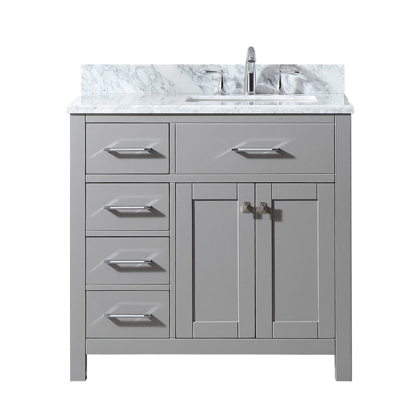 Virtu USA Caroline Parkway 36" Single Bath Vanity with Marble Top and Square Sink - Luxe Bathroom Vanities Luxury Bathroom Fixtures Bathroom Furniture