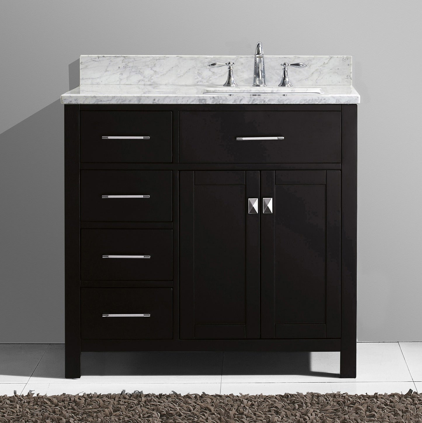 Virtu USA Caroline Parkway 36" Single Bath Vanity with Marble Top and Square Sink - Luxe Bathroom Vanities Luxury Bathroom Fixtures Bathroom Furniture