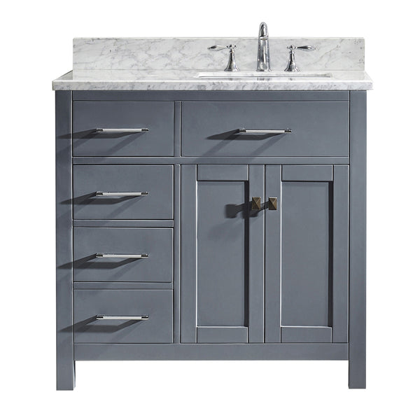 Virtu USA Caroline Parkway 36" Single Bath Vanity with Marble Top and Square Sink - Luxe Bathroom Vanities Luxury Bathroom Fixtures Bathroom Furniture