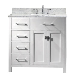 Virtu USA Caroline Parkway 36" Single Bath Vanity with Marble Top and Square Sink - Luxe Bathroom Vanities