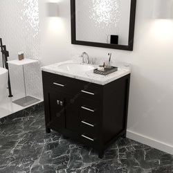 Virtu USA Caroline Parkway 36" Single Bath Vanity with Cultured Marble Quartz Top and Round Sink with Matching Mirror - Luxe Bathroom Vanities