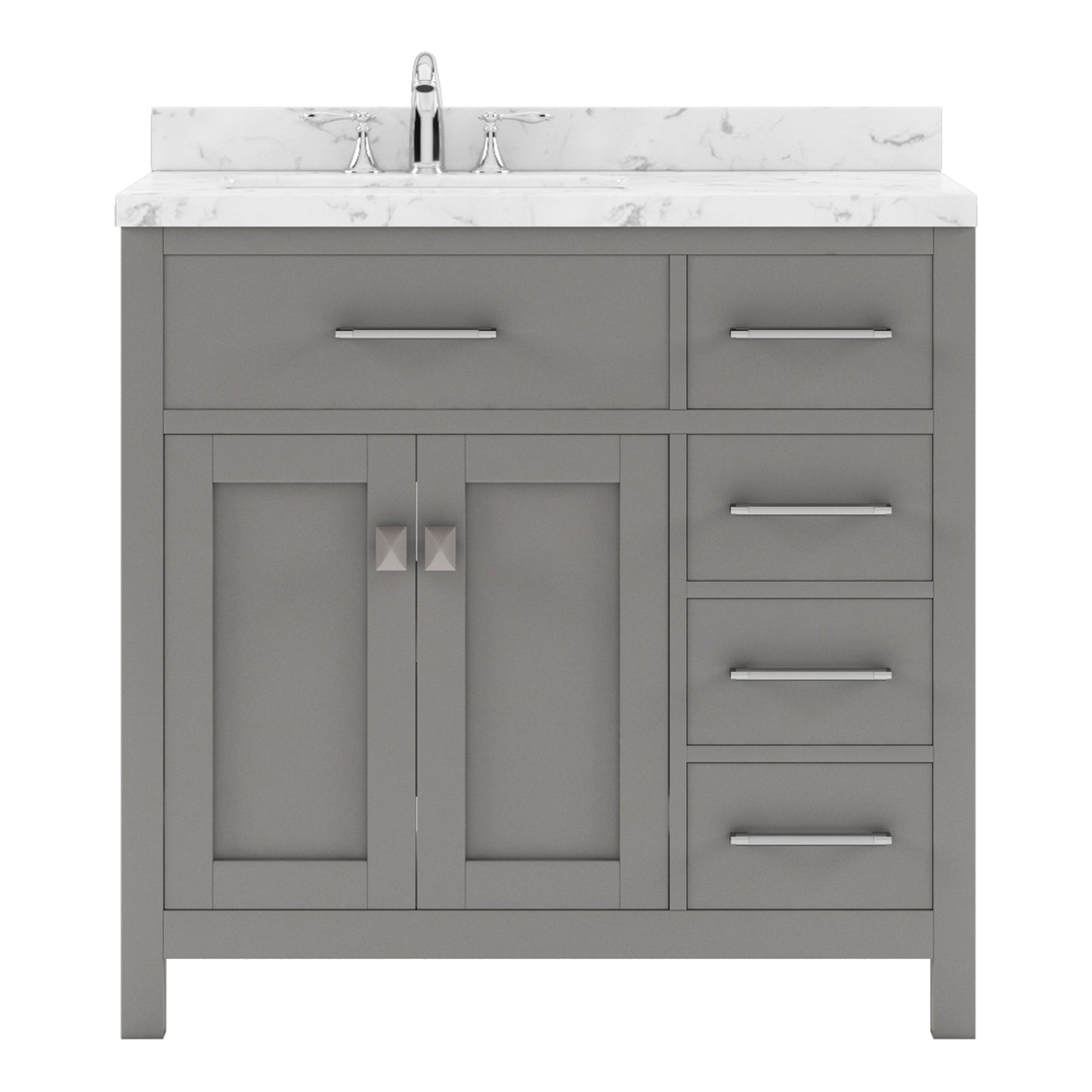 Virtu USA Caroline Parkway 36" Single Bath Vanity with Cultured Marble Quartz Top and Square Sink - Luxe Bathroom Vanities