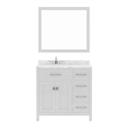 Virtu USA Caroline Parkway 36" Single Bath Vanity with Cultured Marble Quartz Top and Square Sink with Matching Mirror - Luxe Bathroom Vanities