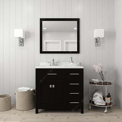 Virtu USA Caroline Parkway 36" Single Bath Vanity with Dazzle White Top and Square Sink with Brushed Nickel Faucet and Mirror - Luxe Bathroom Vanities Luxury Bathroom Fixtures Bathroom Furniture
