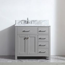 Virtu USA Caroline Parkway 36" Single Bath Vanity in Cashmere Grey with Marble Top and Round Sink - Luxe Bathroom Vanities Luxury Bathroom Fixtures Bathroom Furniture