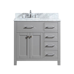 Virtu USA Caroline Parkway 36" Single Bath Vanity in Cashmere Grey with Marble Top and Round Sink - Luxe Bathroom Vanities Luxury Bathroom Fixtures Bathroom Furniture