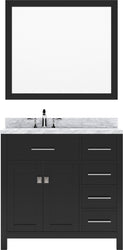 Virtu USA Caroline Parkway 36" Single Bath Vanity with Italian White Marble Top and Round Sink with Matching Mirror - Luxe Bathroom Vanities