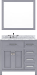 Virtu USA Caroline Parkway 36" Single Bath Vanity with Italian White Marble Top and Round Sink with Matching Mirror - Luxe Bathroom Vanities